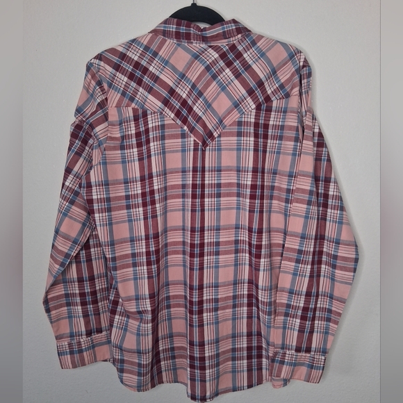 Wrangler Womens Pearl Snap Button Up Shirt Multicolor Plaid Cowgirl Rodeo XL - Picture 8 of 13